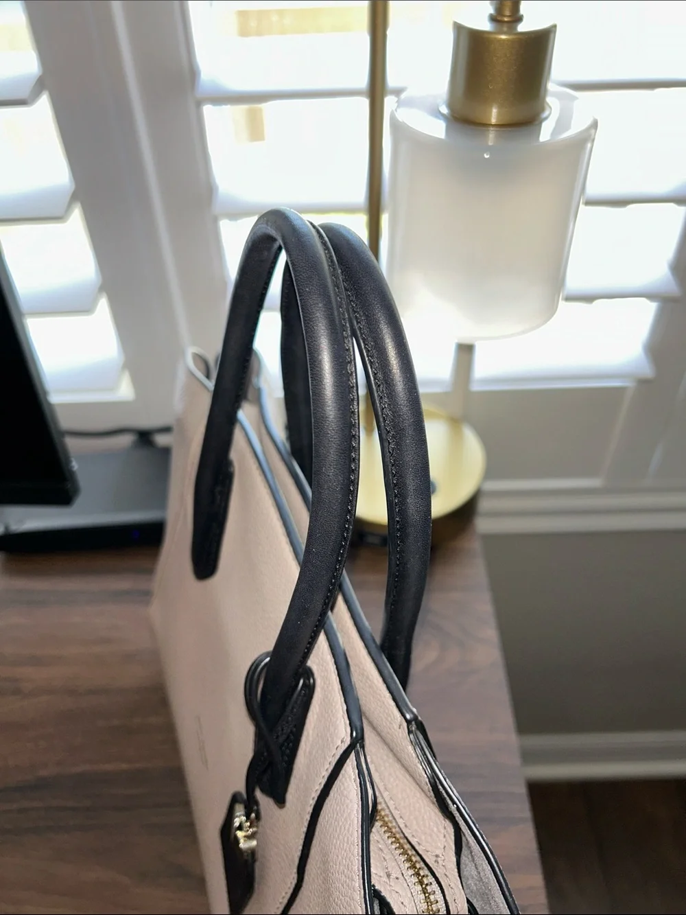 kate spade Pebbled Leather Tote Taupe Leather with Black Trim - Picture 5 of 13